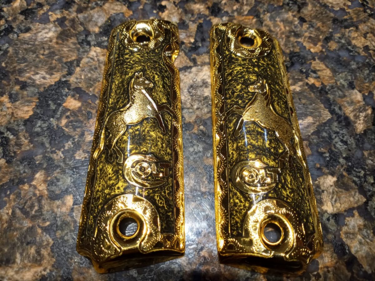 Custom Bronze/Gold Grips for Colt 1911 American Golden Gun