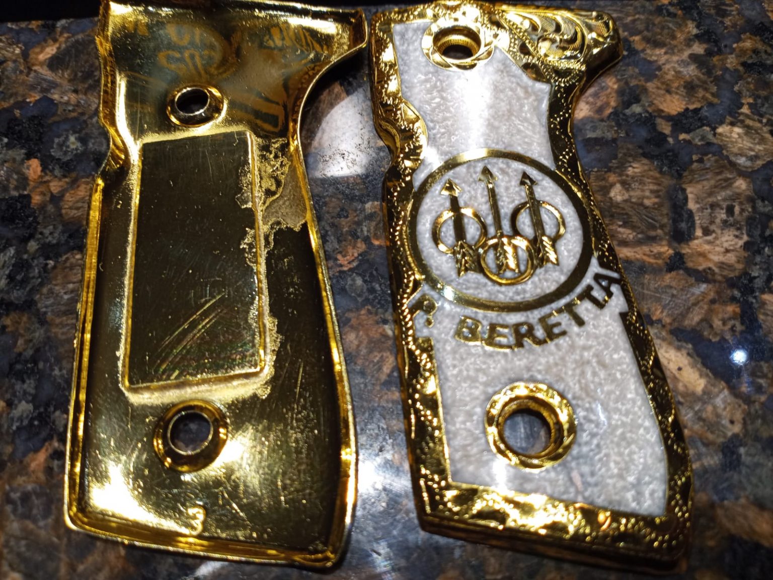 Beretta Custom Gold and White Grips American Golden Gun